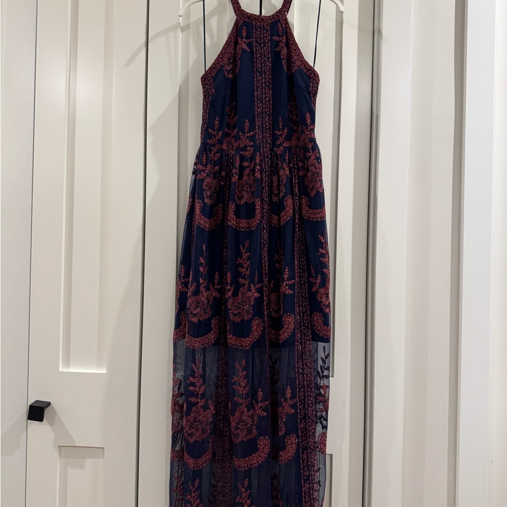Altar’d State Navy and Burgundy Lace Dress